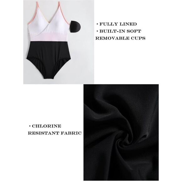 NWT DANGA BAY One Piece Women’s Swimsuit Size L 12-14 Color Block Slimming Teens - Picture 5 of 12